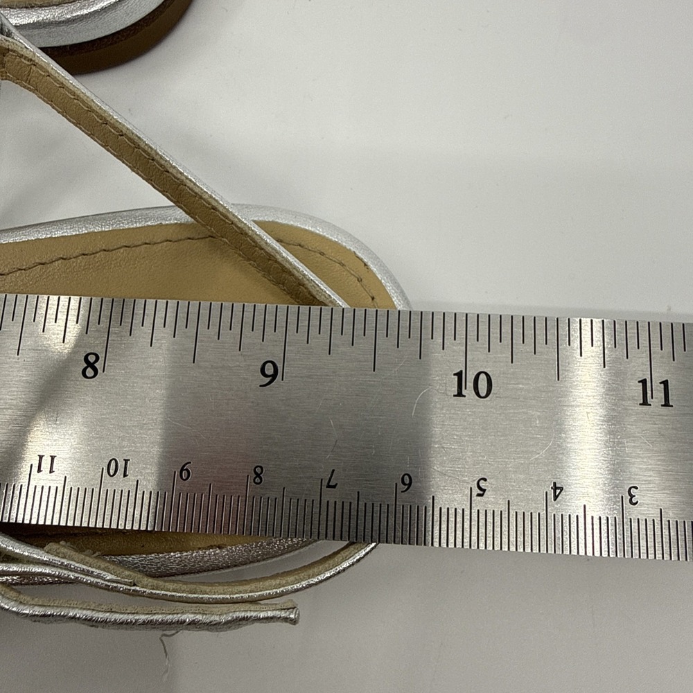 Aeyde Womens Silver Ella Slingback Thong Sandals Size 38/7.5 Leather Minimalist - Picture 9 of 9